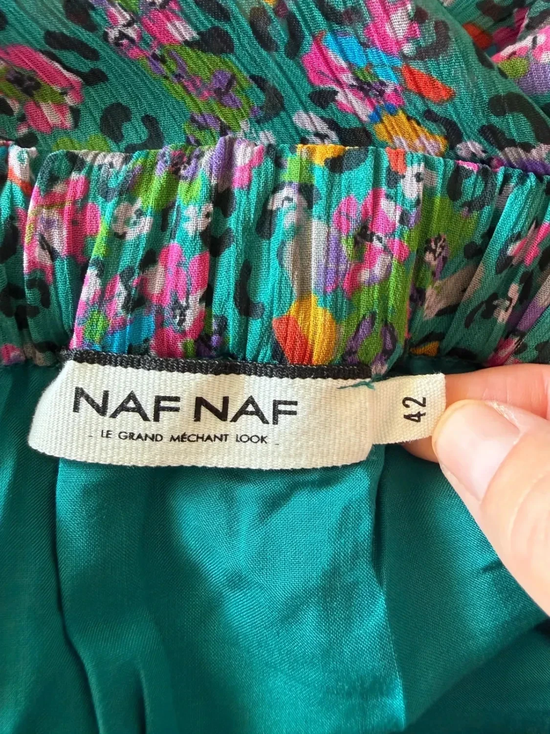 Falda con volantes Naf Naf T42 con estampado floral verde como nueva – photo 5